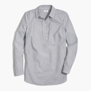 J. Crew Women's Black and White Striped Popover Shirt